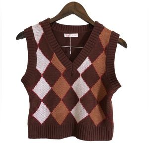 Cropped Argyle Sweater Vest Women’s Large